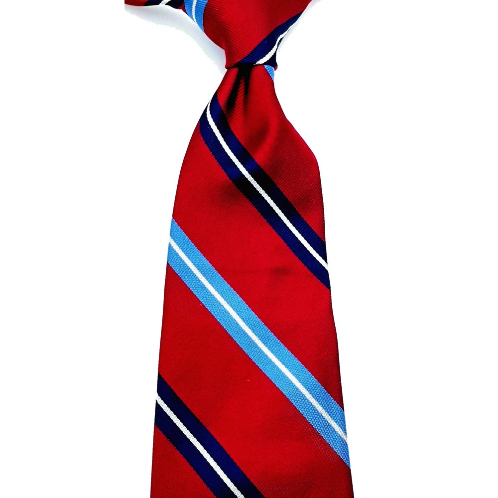 Brooks Brothers Silk Tie Men Red REPP 59L/3.75W Imported Fabric Old Money USA